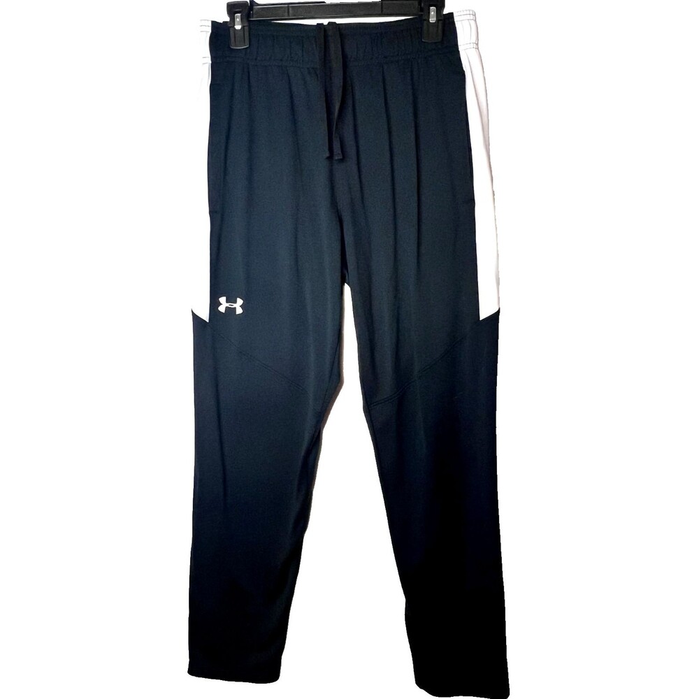 Under Armour Men's Black knit Athletic Pants Zip Leg Bottoms Size Large